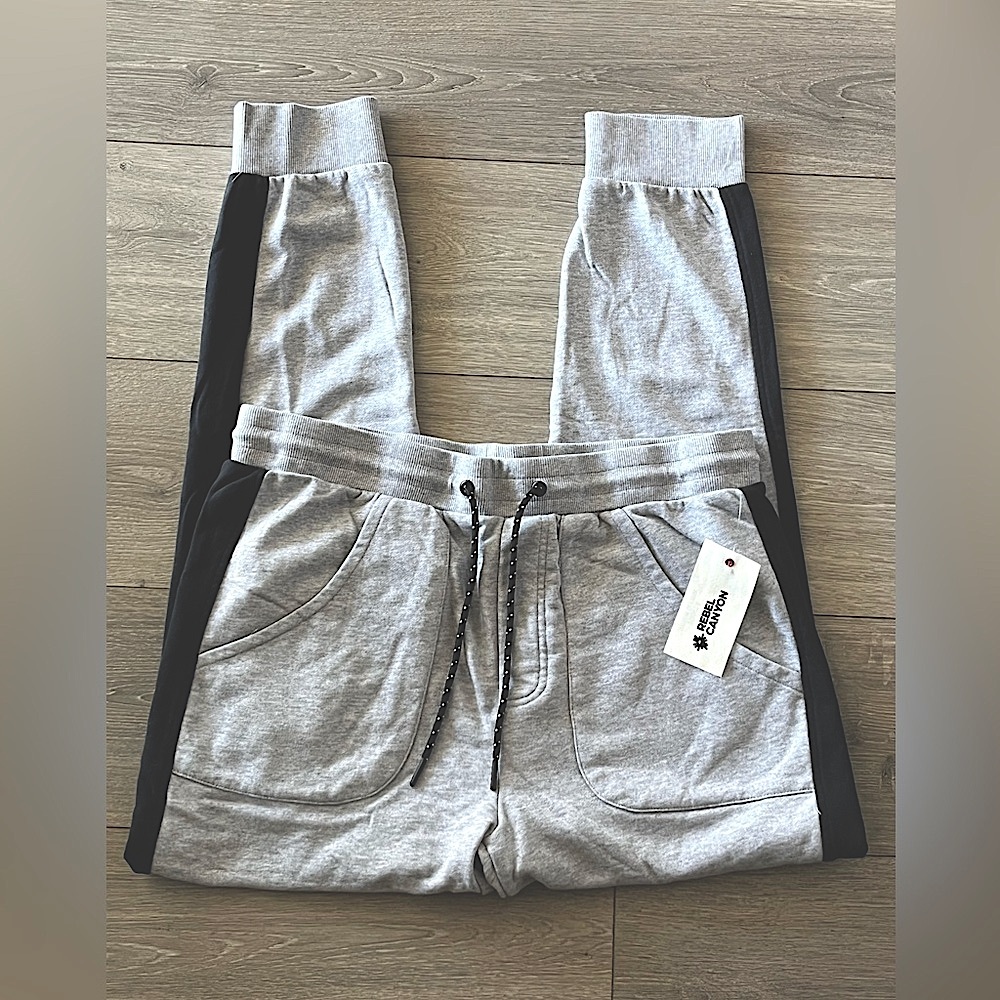 NWT Rebel Canyon Gray and Black Joggers Sizes Med and Large